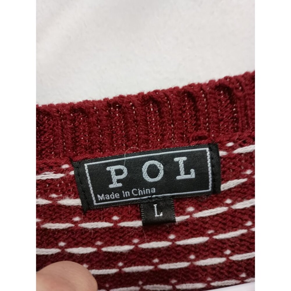 POL Womens Christmas Sweater‎ Size Large Red White Fair Isle Nordic Pullover - Picture 4 of 11